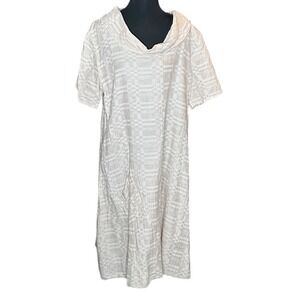 erica tanov summer linen smock dress Smock Linen Midi Dress - Sleeveless, Relaxed fit, Round Neck, Natural - Storm Blue